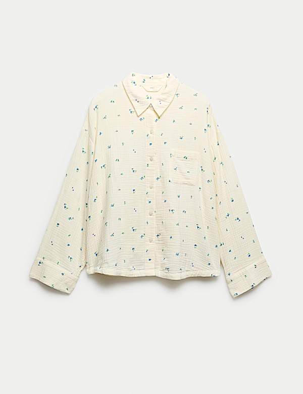 Pure Cotton Muslin Printed Pyjama Top - DK
