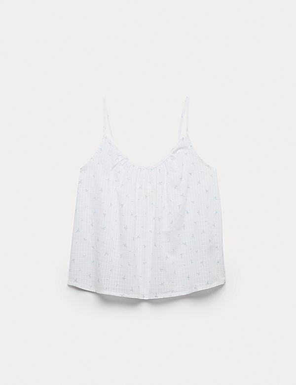 Pure Cotton Dobby Grid Ditsy Print Cami Top - JE