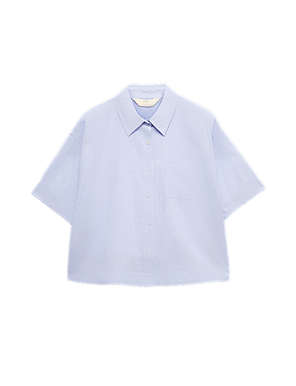 Pure Cotton Woven Stripe Collared Pyjama Top