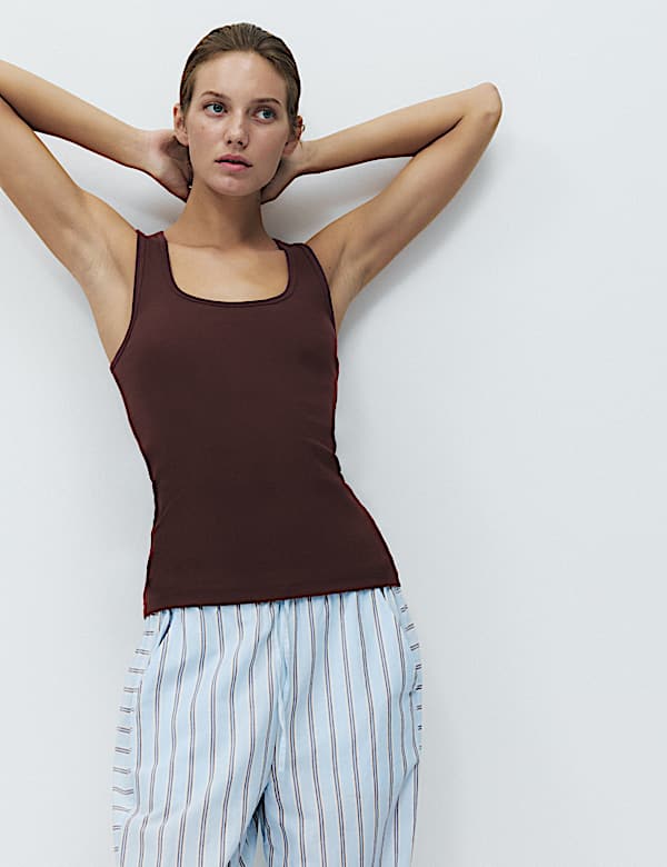 Cotton Rich Ribbed Pyjama Vest Top