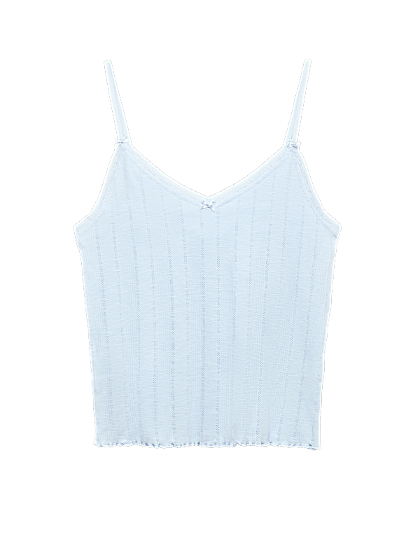 Slub Pointelle Lace Cami Pyjama Top