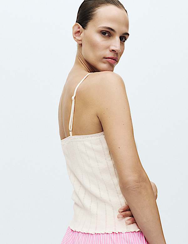 Slub Pointelle Lace Cami Pyjama Top