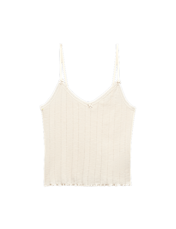 Slub Pointelle Lace Cami Pyjama Top