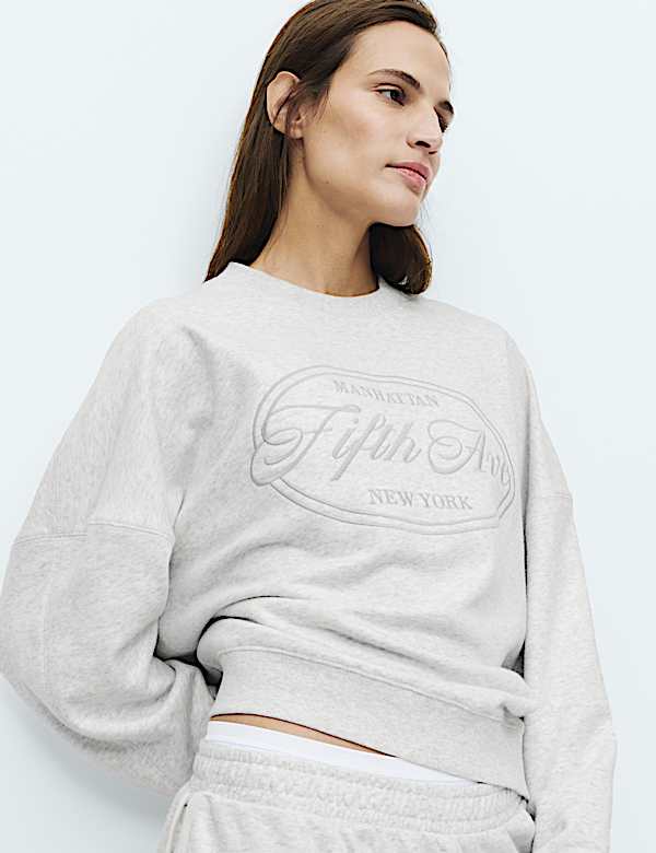 Cotton Rich Embroidered Loopback Sweatshirt - BN