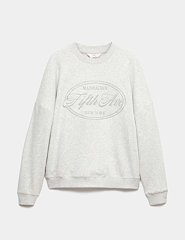Cotton Rich Embroidered Loopback Sweatshirt - BN