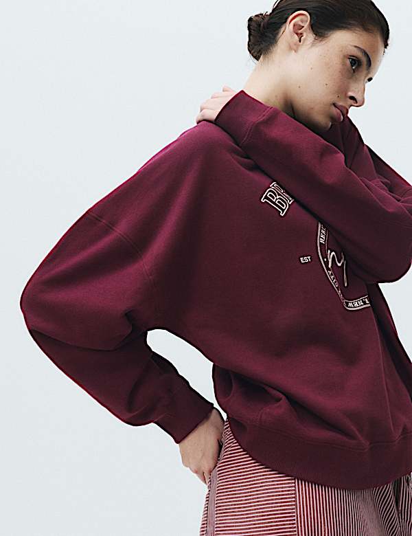Cotton Rich Embroidered Loopback Sweatshirt - GR