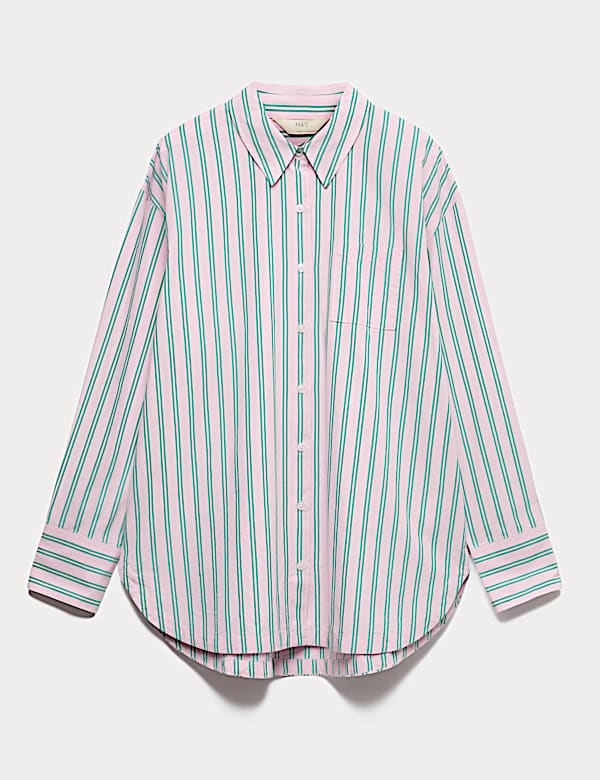 Pure Cotton Poplin Striped Pyjama Shirt - EE