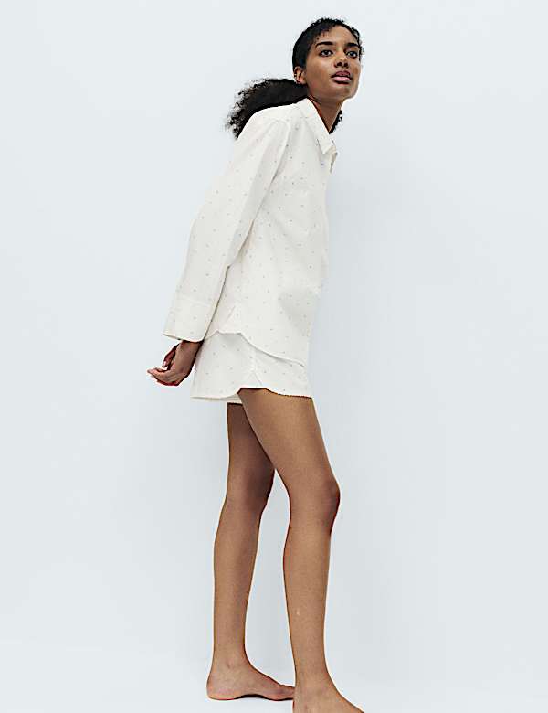 Pure Cotton Floral Revere Pyjama Top - EE