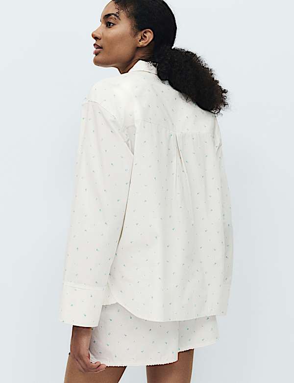 Pure Cotton Floral Revere Pyjama Top - EE