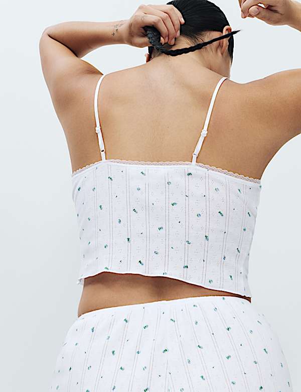 Pure Cotton Pointelle Floral Cami Top - TW