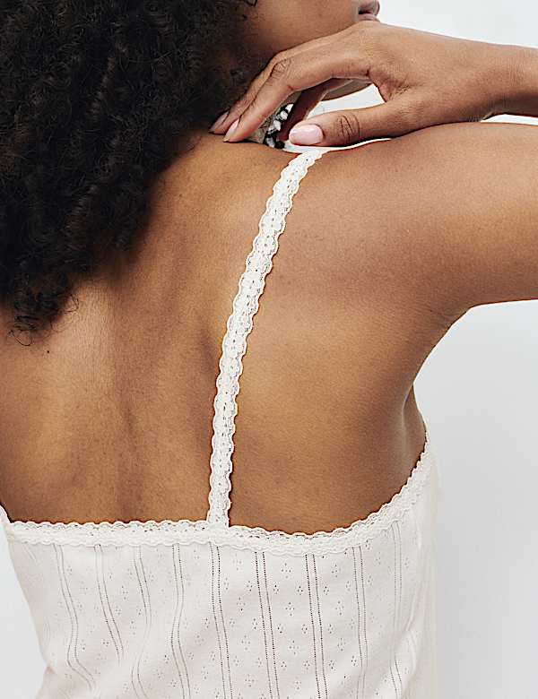Pure Cotton Pointelle Lace Cami Pyjama Top - CA
