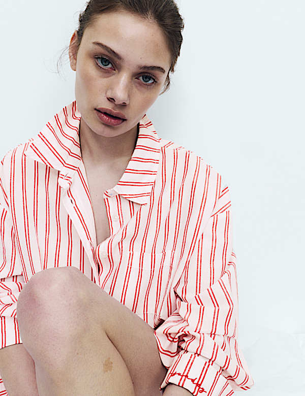 Pure Cotton Striped Pyjama Shirt - RS