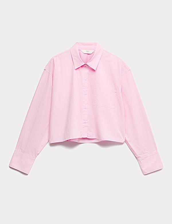 Pure Cotton Cropped Pyjama Shirt - SE