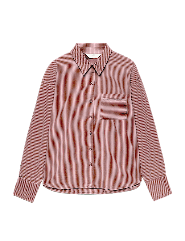 Pure Cotton Poplin Striped Pyjama Shirt