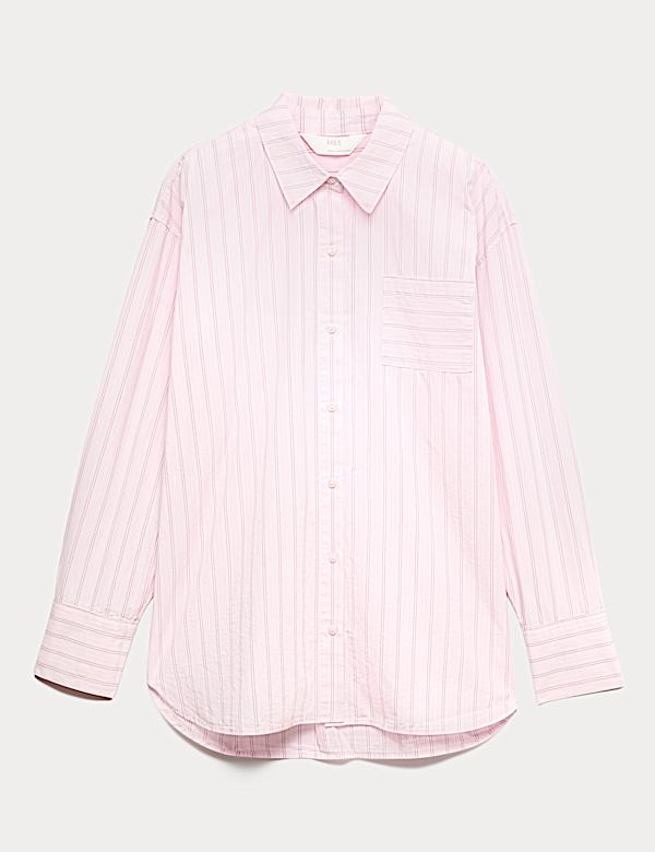 Chemise pyjama en popeline 100 % coton &agrave; rayures - LU