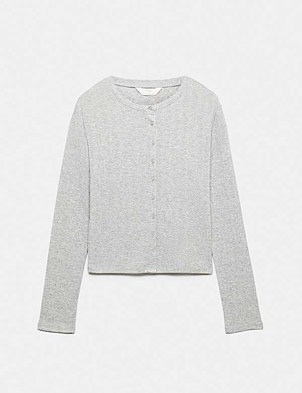 Cotton Blend Pointelle Lounge Cardigan - DE