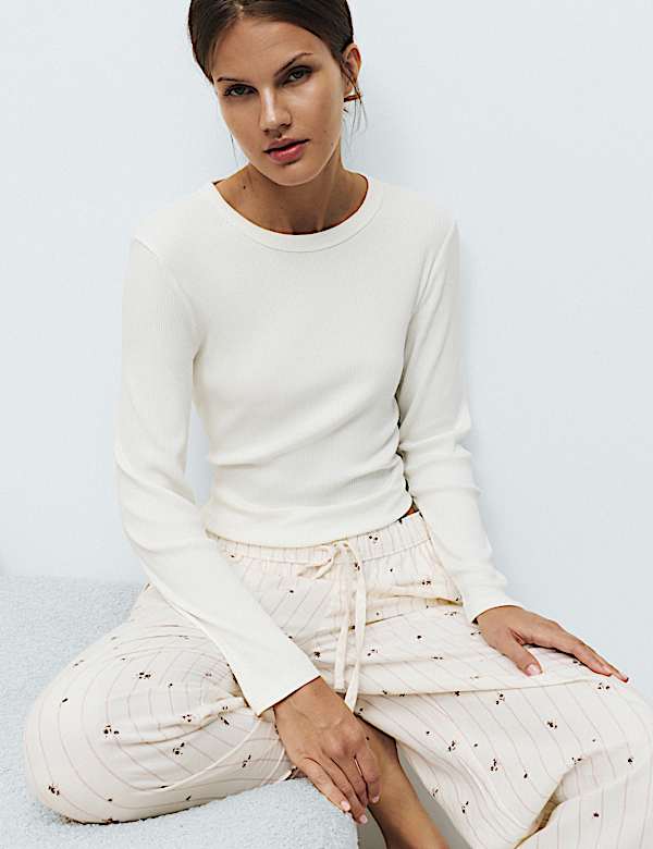 2 Pack Cotton Modal Ribbed Pyjama Top - AU
