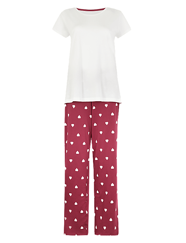 Pure Cotton Heart Print Pyjama Set