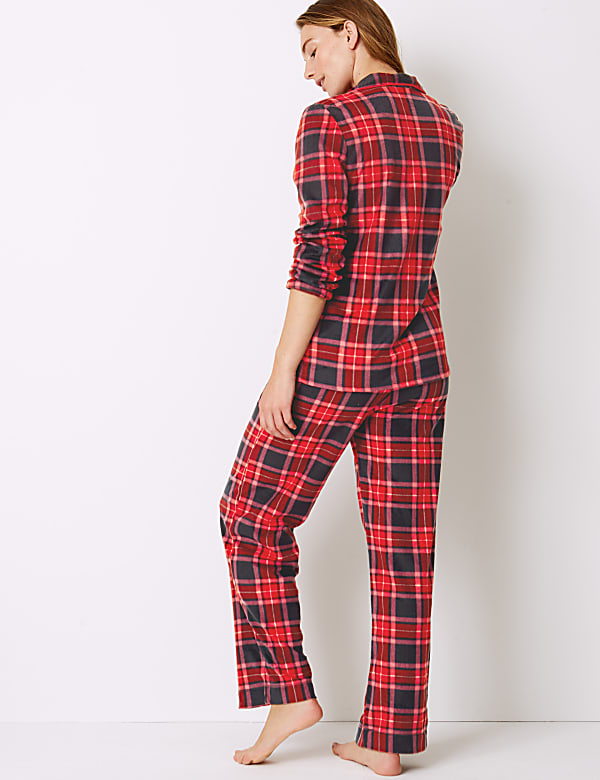 Fleece Checked Long Sleeve Pyjama Set