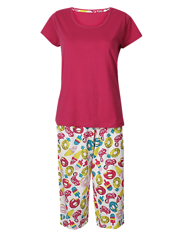 Pure Cotton Summer Cropped Pyjama Set