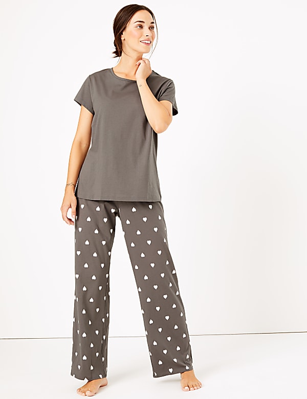 Pure Cotton Heart Print Pyjama Set