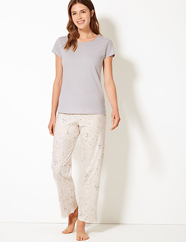 Pure Cotton Moon & Star Print Pyjama Set