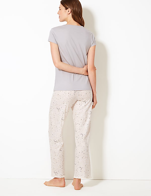 Pure Cotton Moon & Star Print Pyjama Set