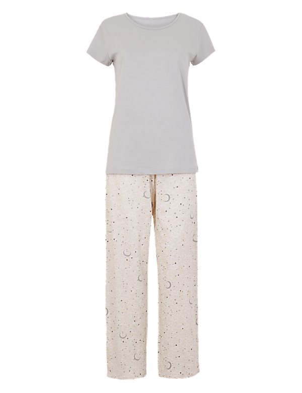Pure Cotton Moon & Star Print Pyjama Set