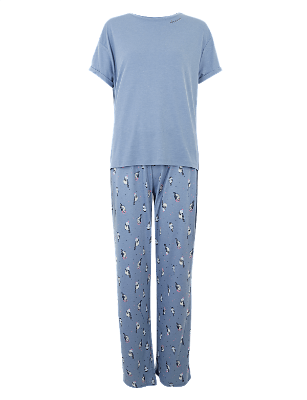 Cotton Owl Print Short Sleeve Pyjama Set