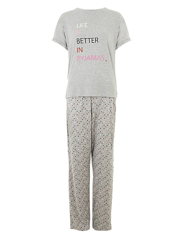 Cotton Life Is Better Slogan Pyjama Set