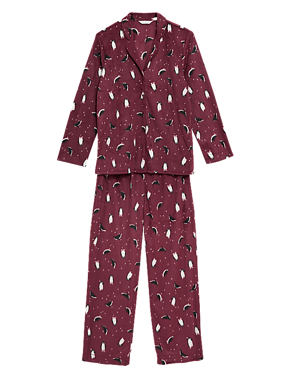 Fleece Penguin Print Pyjama Set