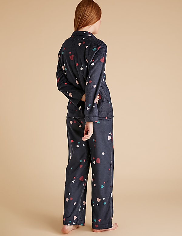 Buy Fleece Heart Print Pyjama Set at Marks Spencer