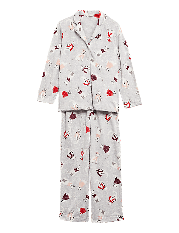 Buy Fleece Cat Print Pyjama Set at Marks Spencer