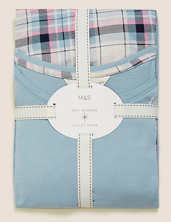 Pure Cotton Time To Dream Slogan Pyjama Set
