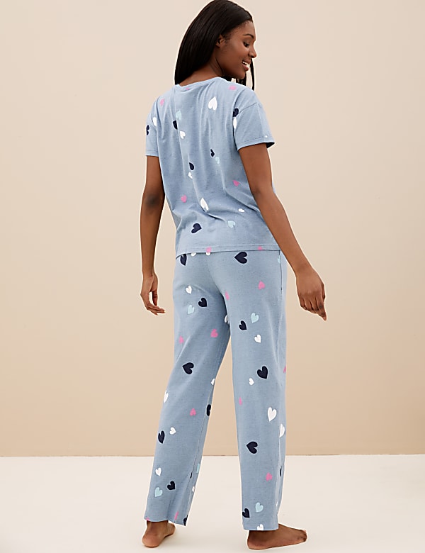 Cotton Rich Heart Print Pyjama Set