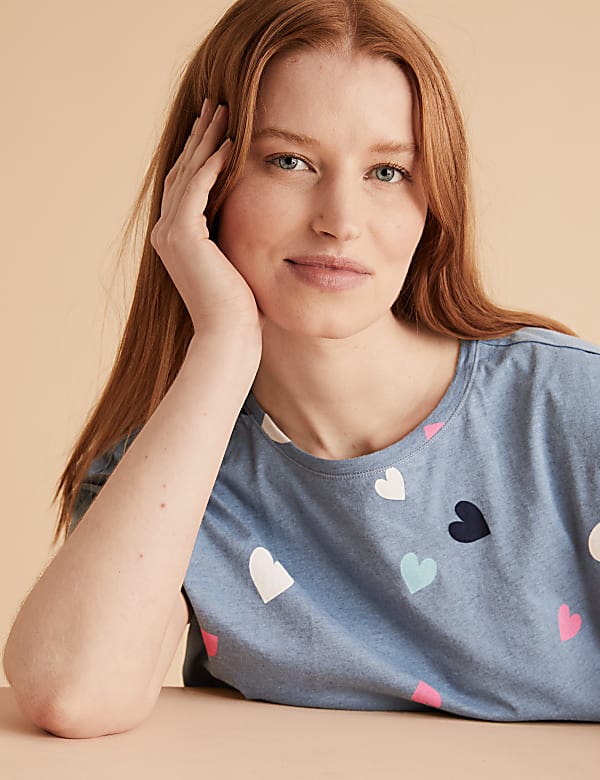 Cotton Rich Heart Print Pyjama Set