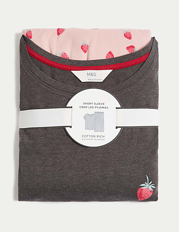 Buy Cotton Rich Printed Cropped Pyjama Set at Marks Spencer
