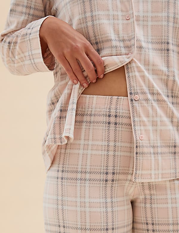 Fleece Checked Rever Collar Pyjama Set