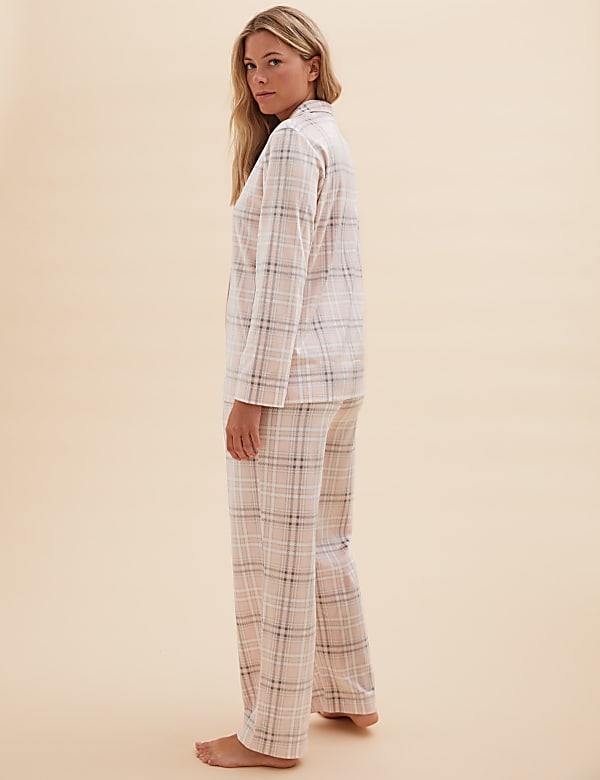 Fleece Checked Rever Collar Pyjama Set