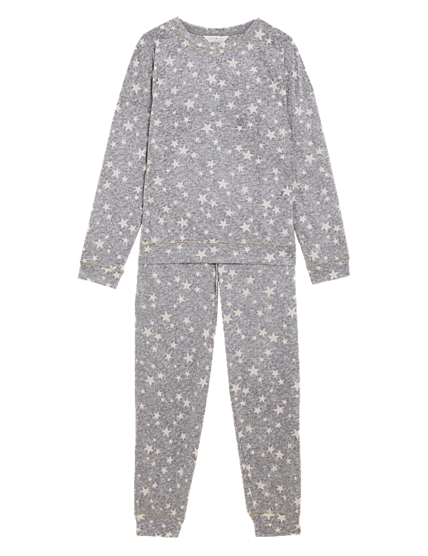 Fleece Star Print Cuffed Pant Pyjama Set