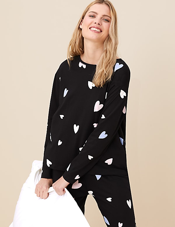 Pure Cotton Heart Print Pyjama Set