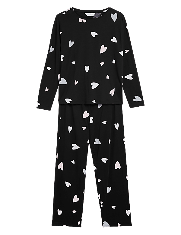 Pure Cotton Heart Print Pyjama Set