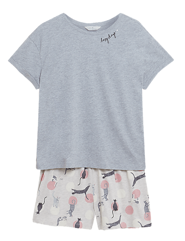 Cotton Rich Cat Print Short Pyjama Set