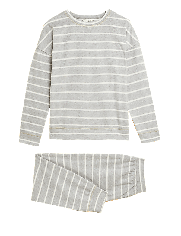 Grey and white striped pyjamas deals