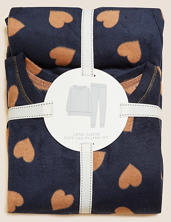 Fleece Heart Print Pyjama Set