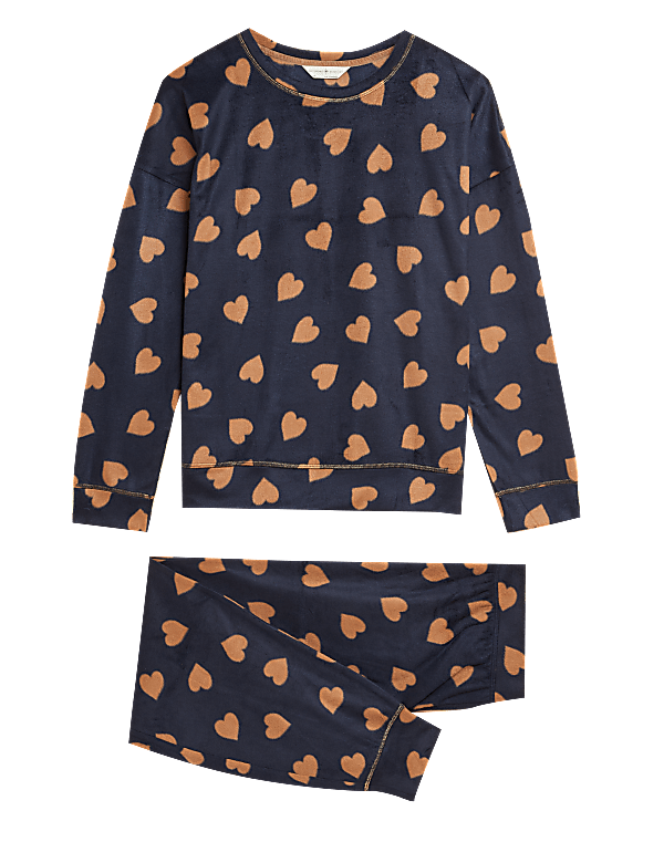 Fleece Heart Print Pyjama Set