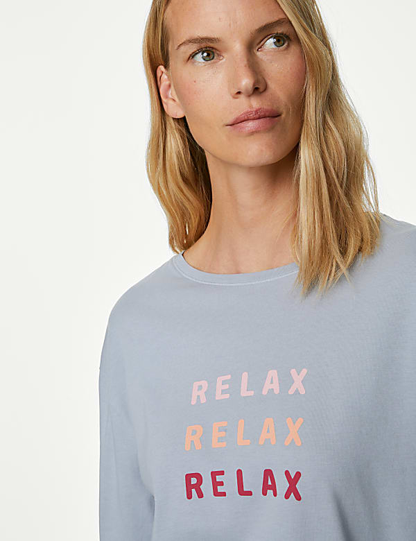 Pure Cotton Relax Slogan Pyjama Set