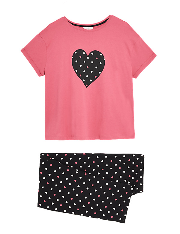 Pure Cotton Heart Print Pyjama Set