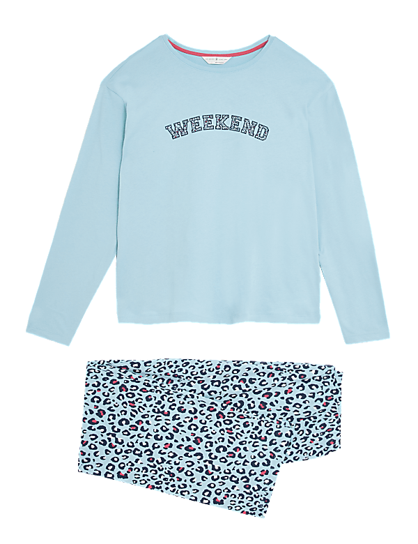 Pure Cotton Weekend Slogan Pyjama Set