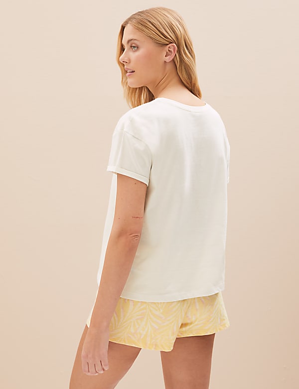 Pure Cotton Palm Print Shortie Set